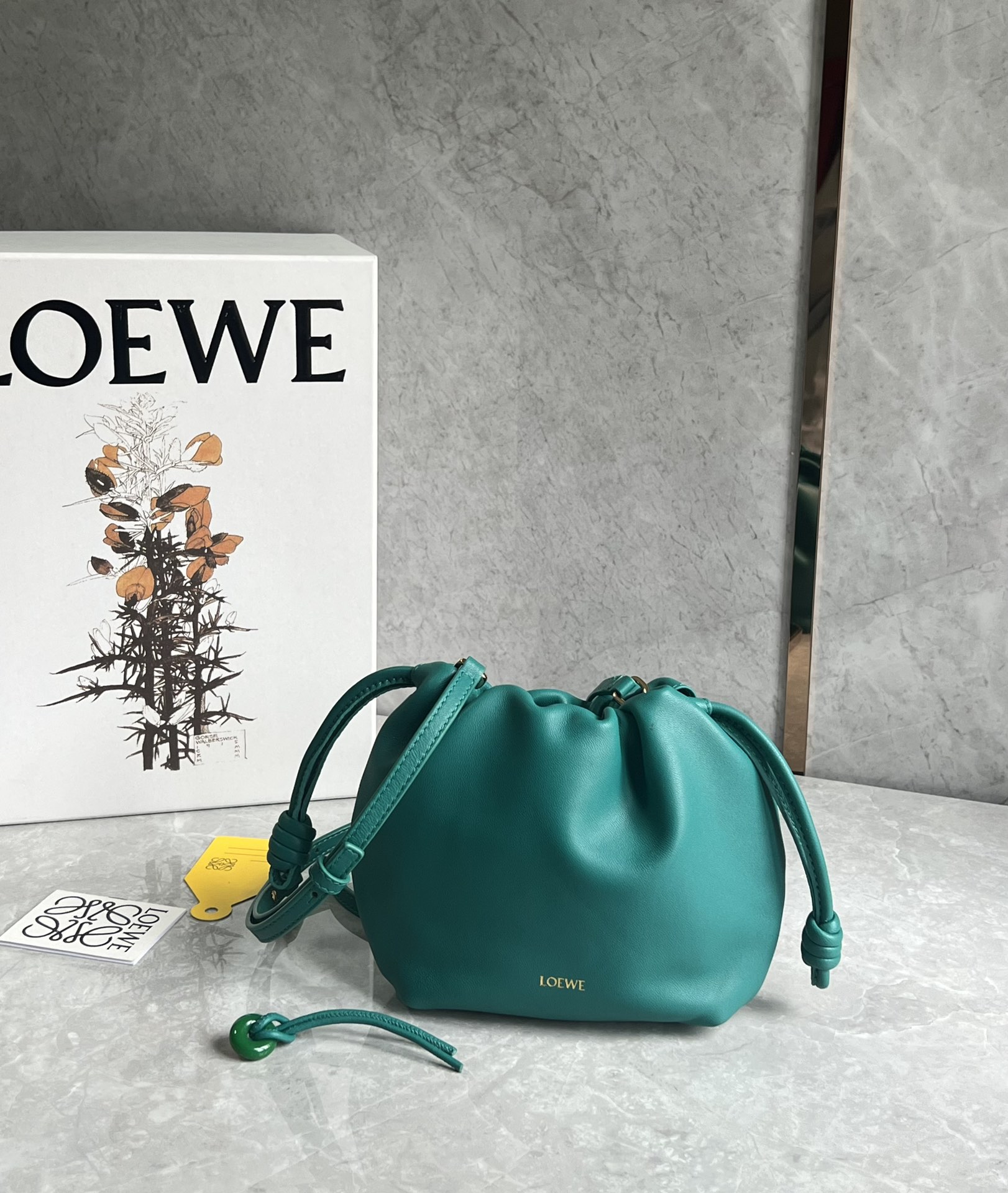 Loewe Mini Flamenco Purse bag in mellow nappa lambskin Dark Green